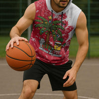 Antigua and Barbuda Christmas Sleeveless Hoodie with Santa Pineapple Palm Tree Parrot and Gift Design - Wonder Print Shop