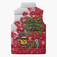 Antigua and Barbuda Christmas Sleeveless Puffer Jacket with Santa Pineapple Palm Tree Parrot and Gift Design - Wonder Print Shop