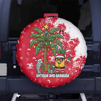 Antigua and Barbuda Christmas Spare Tire Cover with Santa Pineapple Palm Tree Parrot and Gift Design - Wonder Print Shop