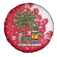 Antigua and Barbuda Christmas Spare Tire Cover with Santa Pineapple Palm Tree Parrot and Gift Design - Wonder Print Shop
