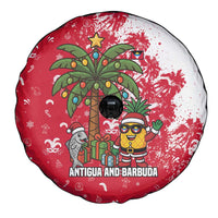 Antigua and Barbuda Christmas Spare Tire Cover with Santa Pineapple Palm Tree Parrot and Gift Design - Wonder Print Shop