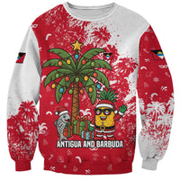 Antigua and Barbuda Christmas Sweatshirt with Santa Pineapple Palm Tree Parrot and Gift Design - Wonder Print Shop