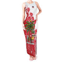 Antigua and Barbuda Christmas Tank Maxi Dress with Santa Pineapple Palm Tree Parrot and Gift Design - Wonder Print Shop