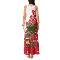 Antigua and Barbuda Christmas Tank Maxi Dress with Santa Pineapple Palm Tree Parrot and Gift Design - Wonder Print Shop