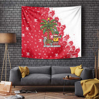 Antigua and Barbuda Christmas Tapestry with Santa Pineapple Palm Tree Parrot and Gift Design - Wonder Print Shop
