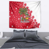 Antigua and Barbuda Christmas Tapestry with Santa Pineapple Palm Tree Parrot and Gift Design - Wonder Print Shop