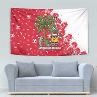 Antigua and Barbuda Christmas Tapestry with Santa Pineapple Palm Tree Parrot and Gift Design - Wonder Print Shop