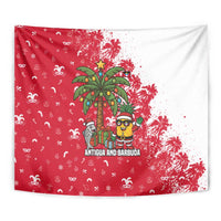 Antigua and Barbuda Christmas Tapestry with Santa Pineapple Palm Tree Parrot and Gift Design - Wonder Print Shop
