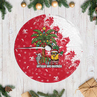Antigua and Barbuda Christmas Tree Skirt with Santa Pineapple Palm Tree Parrot and Gift Design - Wonder Print Shop