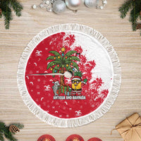 Antigua and Barbuda Christmas Tree Skirt with Santa Pineapple Palm Tree Parrot and Gift Design - Wonder Print Shop