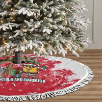 Antigua and Barbuda Christmas Tree Skirt with Santa Pineapple Palm Tree Parrot and Gift Design - Wonder Print Shop