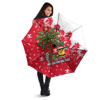 Antigua and Barbuda Christmas Umbrella with Santa Pineapple Palm Tree Parrot and Gift Design - Wonder Print Shop