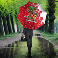 Antigua and Barbuda Christmas Umbrella with Santa Pineapple Palm Tree Parrot and Gift Design - Wonder Print Shop