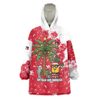 Antigua and Barbuda Christmas Wearable Blanket Hoodie with Santa Pineapple Palm Tree Parrot and Gift Design - Wonder Print Shop