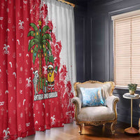 Antigua and Barbuda Christmas Window Curtain with Santa Pineapple Palm Tree Parrot and Gift Design - Wonder Print Shop