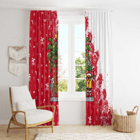 Antigua and Barbuda Christmas Window Curtain with Santa Pineapple Palm Tree Parrot and Gift Design - Wonder Print Shop