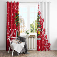 Antigua and Barbuda Christmas Window Curtain with Santa Pineapple Palm Tree Parrot and Gift Design - Wonder Print Shop