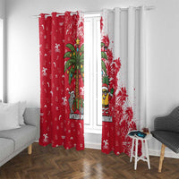 Antigua and Barbuda Christmas Window Curtain with Santa Pineapple Palm Tree Parrot and Gift Design - Wonder Print Shop
