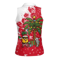 Antigua and Barbuda Christmas Women Sleeveless Polo Shirt with Santa Pineapple Palm Tree Parrot and Gift Design - Wonder Print Shop
