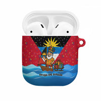 Antigua and Barbuda Christmas AirPods Case with Santa Sailboat Island Flag and Tropical Gift Design - Wonder Print Shop