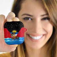 Antigua and Barbuda Christmas AirPods Case with Santa Sailboat Island Flag and Tropical Gift Design - Wonder Print Shop