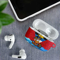 Antigua and Barbuda Christmas AirPods Case with Santa Sailboat Island Flag and Tropical Gift Design - Wonder Print Shop