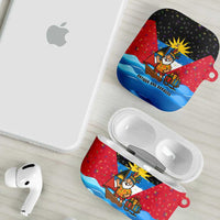 Antigua and Barbuda Christmas AirPods Case with Santa Sailboat Island Flag and Tropical Gift Design - Wonder Print Shop