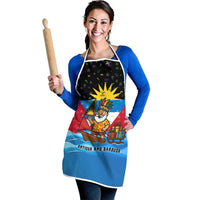 Antigua and Barbuda Christmas Apron with Santa Sailboat Island Flag and Tropical Gift Design - Wonder Print Shop