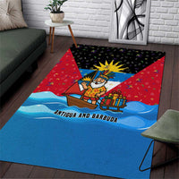 Antigua and Barbuda Christmas Area Rug with Santa Sailboat Island Flag and Tropical Gift Design - Wonder Print Shop