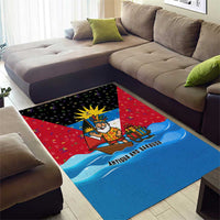 Antigua and Barbuda Christmas Area Rug with Santa Sailboat Island Flag and Tropical Gift Design - Wonder Print Shop