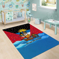 Antigua and Barbuda Christmas Area Rug with Santa Sailboat Island Flag and Tropical Gift Design - Wonder Print Shop