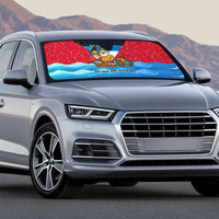 Antigua and Barbuda Christmas Auto Sun Shade with Santa Sailboat Island Flag and Tropical Gift Design - Wonder Print Shop