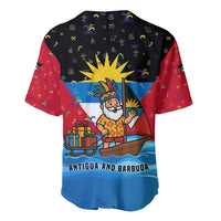 Antigua and Barbuda Christmas Baseball Jersey with Santa Sailboat Island Flag and Tropical Gift Design - Wonder Print Shop