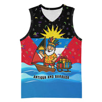 Antigua and Barbuda Christmas Basketball Jersey with Santa Sailboat Island Flag and Tropical Gift Design - Wonder Print Shop