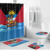 Antigua and Barbuda Christmas Bathroom Set with Santa Sailboat Island Flag and Tropical Gift Design - Wonder Print Shop