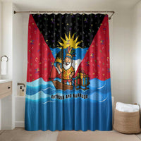 Antigua and Barbuda Christmas Bathroom Set with Santa Sailboat Island Flag and Tropical Gift Design - Wonder Print Shop