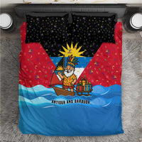Antigua and Barbuda Christmas Bedding Set with Santa Sailboat Island Flag and Tropical Gift Design - Wonder Print Shop