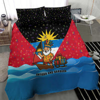 Antigua and Barbuda Christmas Bedding Set with Santa Sailboat Island Flag and Tropical Gift Design - Wonder Print Shop