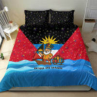 Antigua and Barbuda Christmas Bedding Set with Santa Sailboat Island Flag and Tropical Gift Design - Wonder Print Shop