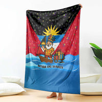 Antigua and Barbuda Christmas Blanket with Santa Sailboat Island Flag and Tropical Gift Design - Wonder Print Shop