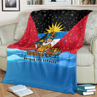 Antigua and Barbuda Christmas Blanket with Santa Sailboat Island Flag and Tropical Gift Design - Wonder Print Shop