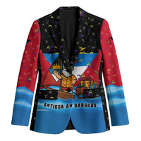 Antigua and Barbuda Christmas Blazer with Santa Sailboat Island Flag and Tropical Gift Design - Wonder Print Shop