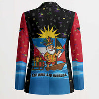 Antigua and Barbuda Christmas Blazer with Santa Sailboat Island Flag and Tropical Gift Design - Wonder Print Shop