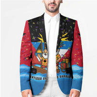 Antigua and Barbuda Christmas Blazer with Santa Sailboat Island Flag and Tropical Gift Design - Wonder Print Shop