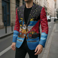 Antigua and Barbuda Christmas Blazer with Santa Sailboat Island Flag and Tropical Gift Design - Wonder Print Shop