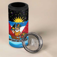 Antigua and Barbuda Christmas 4 in 1 Can Cooler Tumbler with Santa Sailboat Island Flag and Tropical Gift Design - Wonder Print Shop