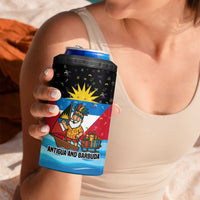 Antigua and Barbuda Christmas 4 in 1 Can Cooler Tumbler with Santa Sailboat Island Flag and Tropical Gift Design - Wonder Print Shop