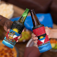 Antigua and Barbuda Christmas 4 in 1 Can Cooler Tumbler with Santa Sailboat Island Flag and Tropical Gift Design - Wonder Print Shop