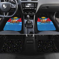 Antigua and Barbuda Christmas Car Mats with Santa Sailboat Island Flag and Tropical Gift Design - Wonder Print Shop