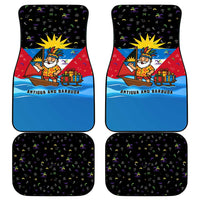 Antigua and Barbuda Christmas Car Mats with Santa Sailboat Island Flag and Tropical Gift Design - Wonder Print Shop